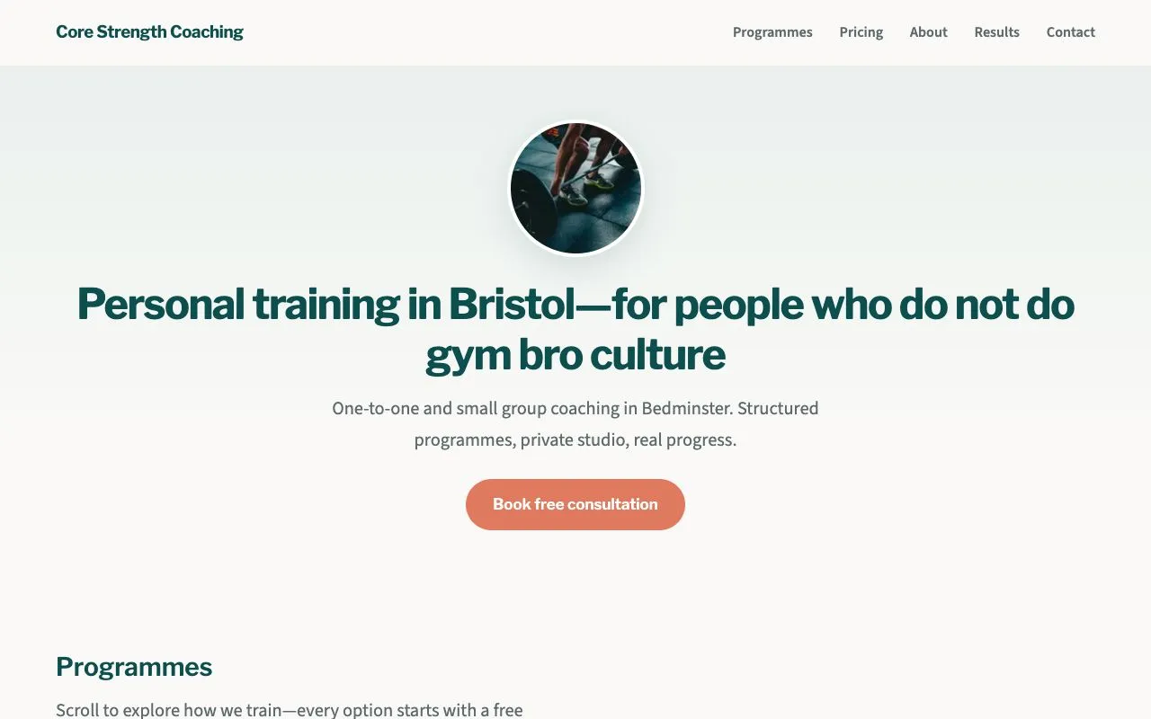 Screenshot of Core Strength Gym