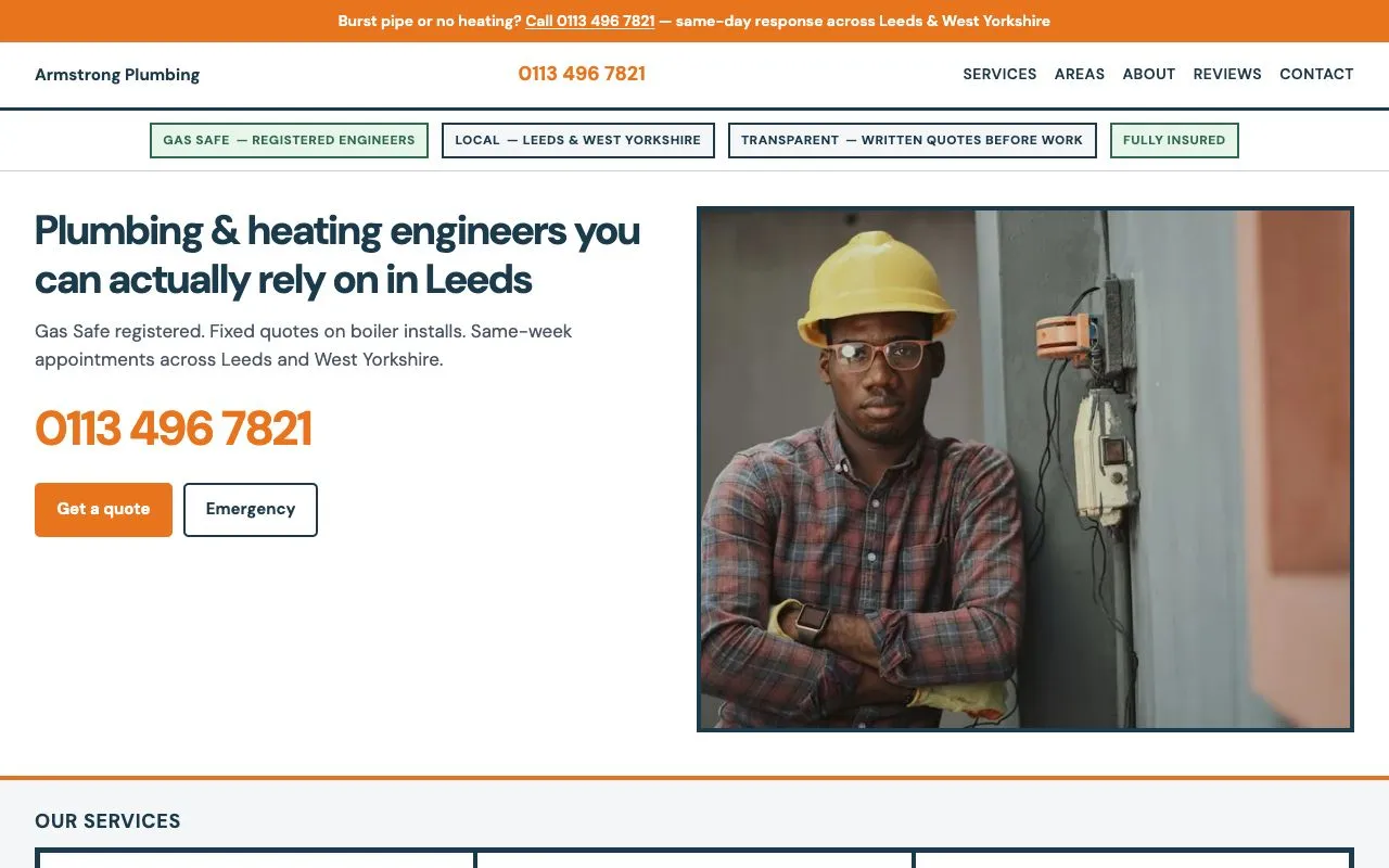 Screenshot of Armstrong Plumbing
